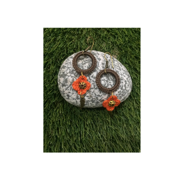 crochet thread and metal earrings